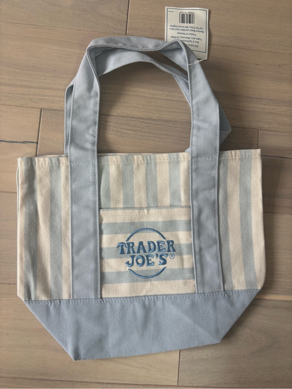 Trader Joe's Blue & Cream Striped Canvas Tote